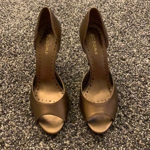 BCBGirls bronze metallic peep toe heels.  Size 8M.